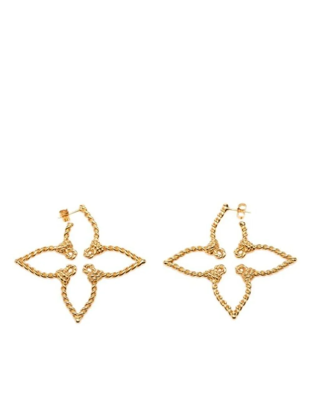 Louis Vuitton Nautical Monogram Flower Hoop Earrings Gold Plated